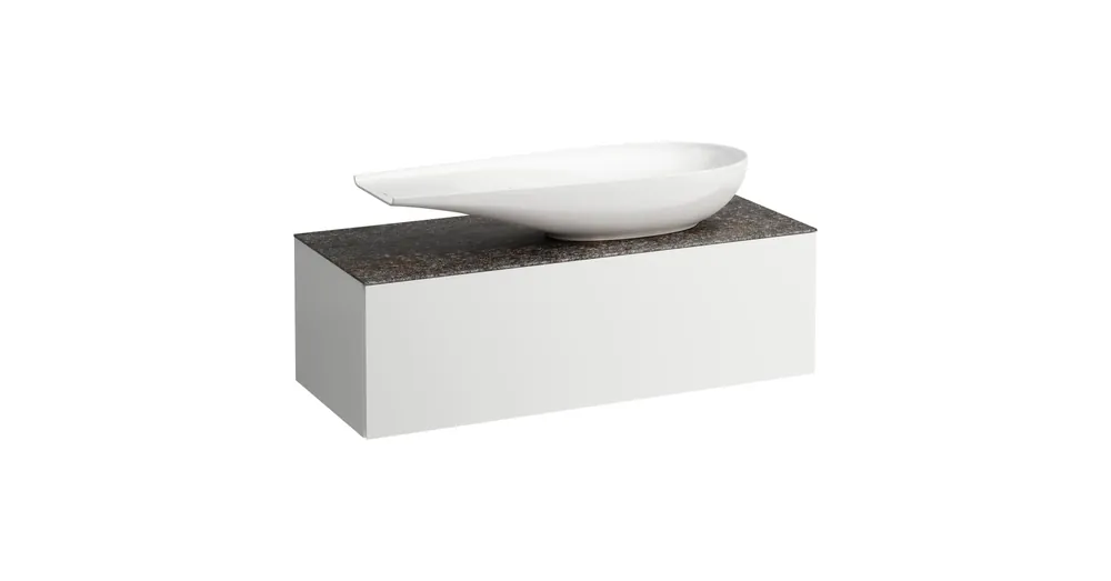 LAUFEN ILBAGNOALESSI Fiókos elem, 120 cm, kivágással jobb oldalon, 1 fiókkal, Marrone Naturale felülettel, H818974 mosdóhoz, Matt Fehér H4323230972601 Olcsó