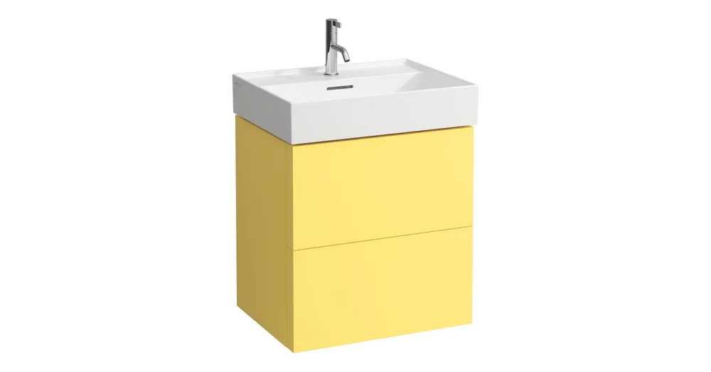 LAUFEN Kartell LAUFEN Alsószekrény két fiókkal, fiókelosztóval, 810333, 810338, 810339, 813332 mosdóhoz, Mustár Sárga H4075690336441 Azonnali szállítás