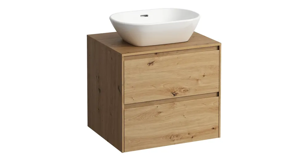 Gyors kiszállítás LAUFEN LANI Fiókos elem, 60 cm, 2 fiókkal, kivágással középen, Vad Tölgy H4043011122671