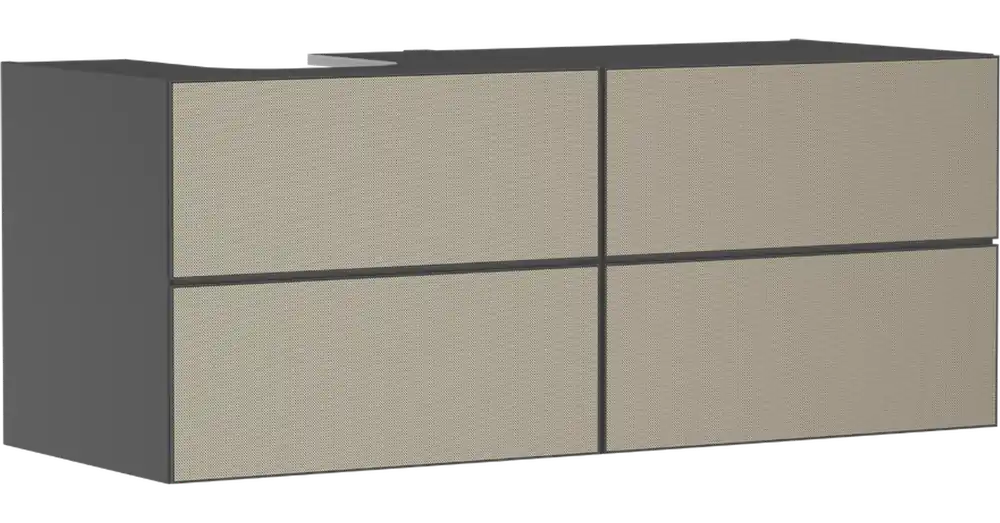 Biztonságos fizetés Hansgrohe Xevolos E Konzolos mosdószekrény 1370/550, matt szürke pala színű, 4 fiókkal, ráültetett mosdótálakhoz, balos 54238390