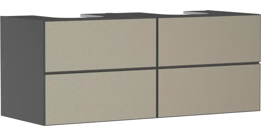 Biztonságos fizetés Hansgrohe Xevolos E Konzolos mosdószekrény 1370/550, matt szürke pala színű, 4 fiókkal, 2 mosdótálhoz 54198390