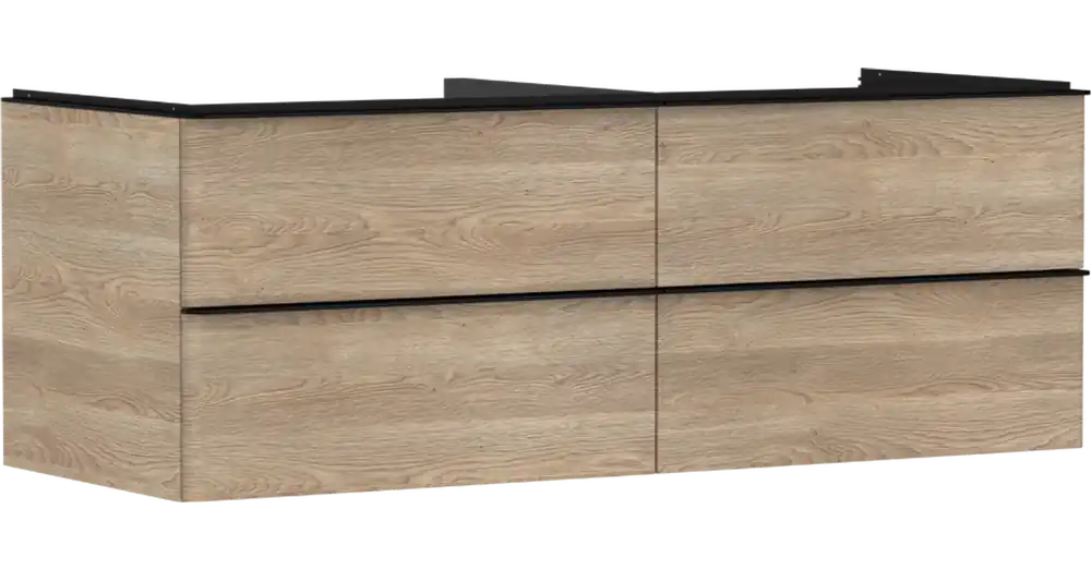 Hansgrohe Xelu Q Konzolos mosdószekrény 1360/550, természetes tölgy színű, 4 fiókkal, ráültetett mosdótálakhoz 54088670 Exkluzív ajánlat