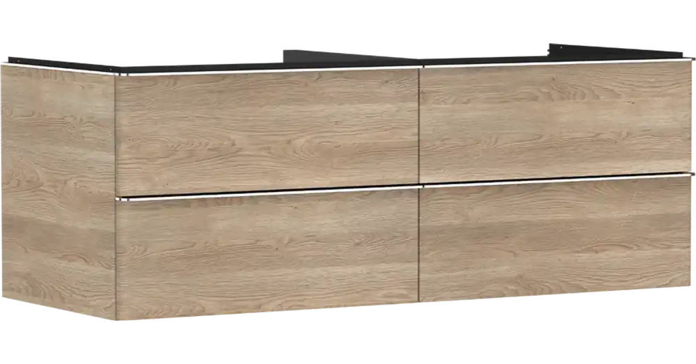 Hansgrohe Xelu Q Konzolos mosdószekrény 1360/550, természetes tölgy színű, 4 fiókkal, ráültetett mosdótálakhoz 54088000 Expressz kézbesítés