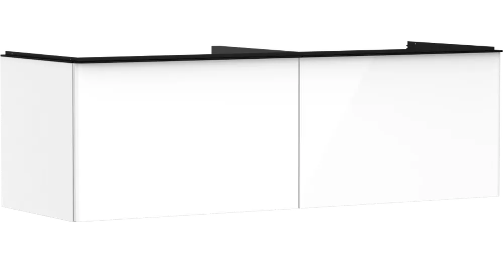Hansgrohe Xelu Q Konzolos mosdószekrény 1560/550, magasfényű fehér színű színű, 2 fiókkal, ráültetett mosdótálakhoz, dupla 54070670 Alacsony ár