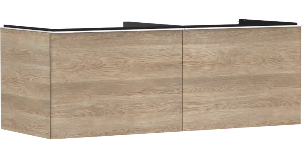 Hansgrohe Xelu Q Konzolos mosdószekrény 1360/550, természetes tölgy színű, 2 fiókkal, ráültetett mosdótálakhoz, dupla 54068700 Szezonális akció