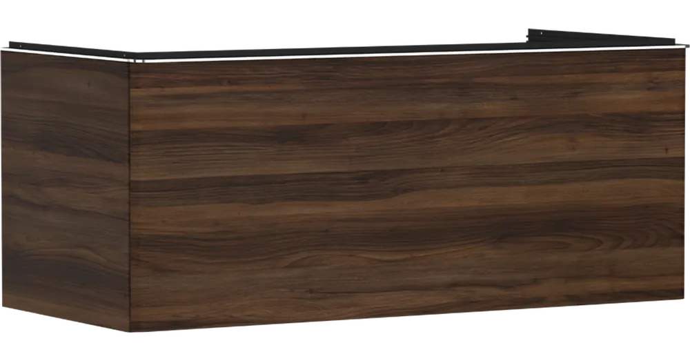 Olcsóbb Hansgrohe Xelu Q Konzolos mosdószekrény 1180/550, sötét dió színű, 1 fiókkal, ráültetett mosdótálakhoz 54065000