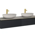 AREZZO design MONTEREY 160 cm-es alsószekrény 2 fiókkal matt fekete színben AR-169464 Szuper akció