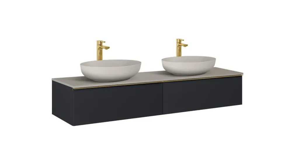 AREZZO design MONTEREY 160 cm-es alsószekrény 2 fiókkal matt fekete színben AR-169464 Szuper akció