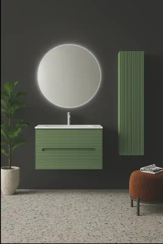 Bestseller AdattoCasa Rigo 2 fiókos függesztett alsó bútor, 80 cm, Verde Salvia