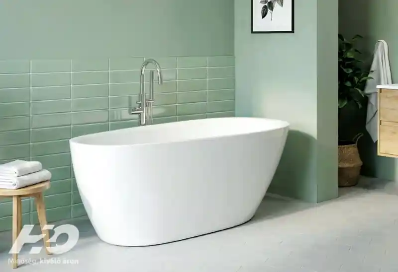 Kihagyhatatlan ajánlat H2O Elena 160x75 KÁD térben álló+ ELŐLAP (fehér), Fehér klick-klack, +LÁB