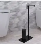 GEDY FLORIDA szabadonálló WC-kefe és törölközőtartó, matt fekete, INOX (733214) Rendeld meg most
