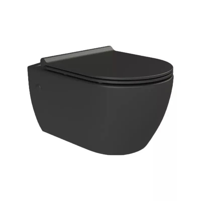 Vedd meg online CeraStyle CITY fali WC - MATT FEKETE - rimless - perem nélküli - mély öblítésű