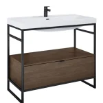Vásárlói kedvenc AREZZO design NEBO alsószekrény 100 cm-es, 1 fiókkal, Lincoln dió, matt fekete (2 doboz)