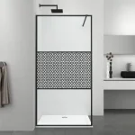 SMART zuhanyfal, részben mintás üveggel, matt fekete, 100 cm - KIFUTÓ Olcsó