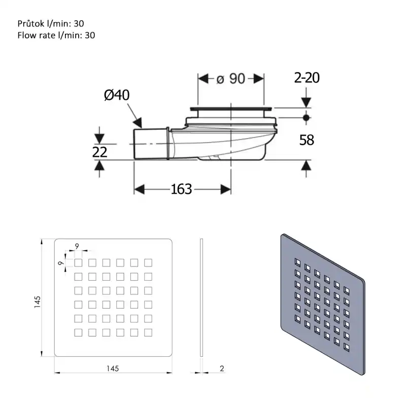 FLEXIA GEBERIT zuhanytálca szifon, 90mm, DN40, inox (17731) Legkelendőbb