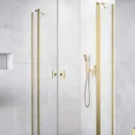 Biztonságos fizetés Radaway Nes Brushed Gold KDD II szögletes szálcsiszolt arany zuhanykabin
