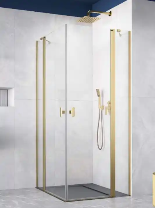 Biztonságos fizetés Radaway Nes Brushed Gold KDD II szögletes szálcsiszolt arany zuhanykabin