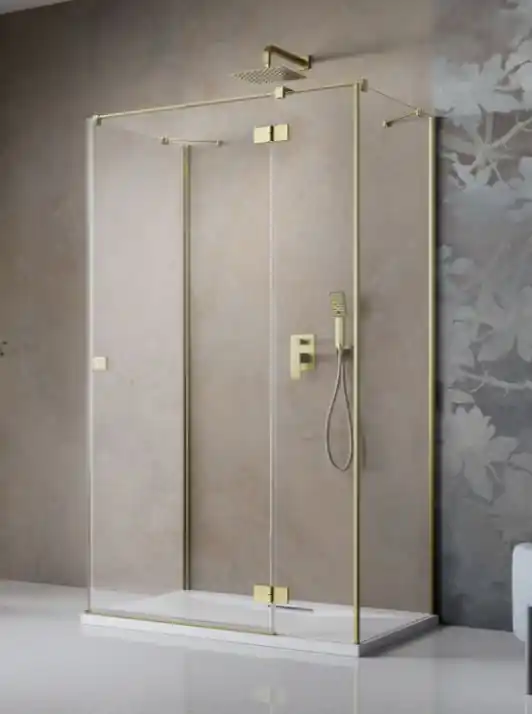 Biztonságos vásárlás Radaway Essenza Brushed Gold KDJ+S szögletes szálcsiszolt arany zuhanykabin