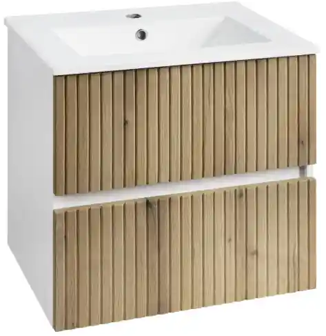 Aqualine Paneda Strip mosdótartó szekrény, mosdó nélkül, 59,5 x 55,5 x 45,2 cm, Emporio tölgy Különleges ajánlat