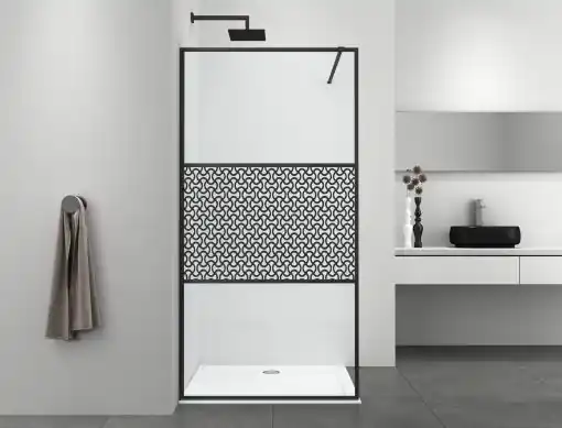 Sanotechnik SMART zuhanyfal, részben mintás üveggel, matt fekete, 115 cm Bestseller