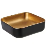Akció Invena MALAGA mosdókagyló, négyszögletű, asztali, 39 cm, fekete-arany, PVD/Waterplating
