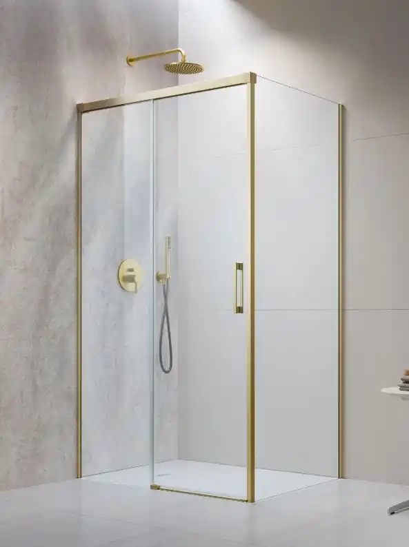 Azonnal elérhető Radaway Idea 8 Brushed Gold KDJ szögletes szálcsiszolt arany zuhanykabin