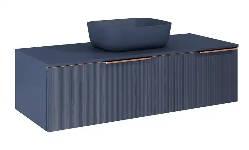 AREZZO design MONTEREY GLASS 120 cm-es alsószekrény 2 fiókkal, kék színben Újdonság