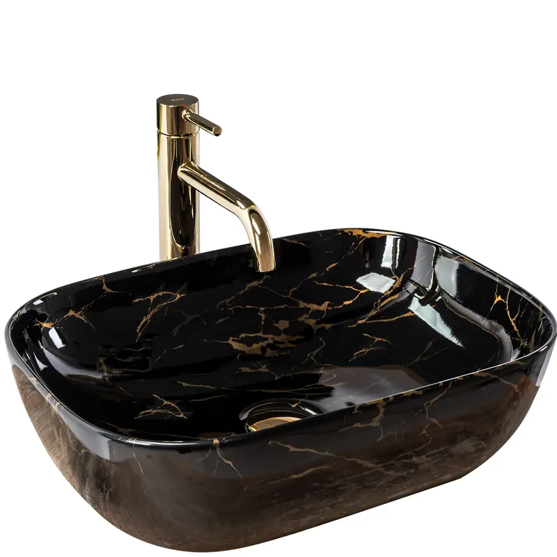 Akció Pultos Mosdó Rea Belinda Black Marble Shiny