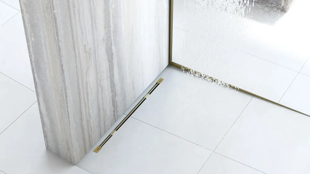 Lejtéskialakító szegély épített zuhanyhoz 140cm Brush Gold Ne maradj le