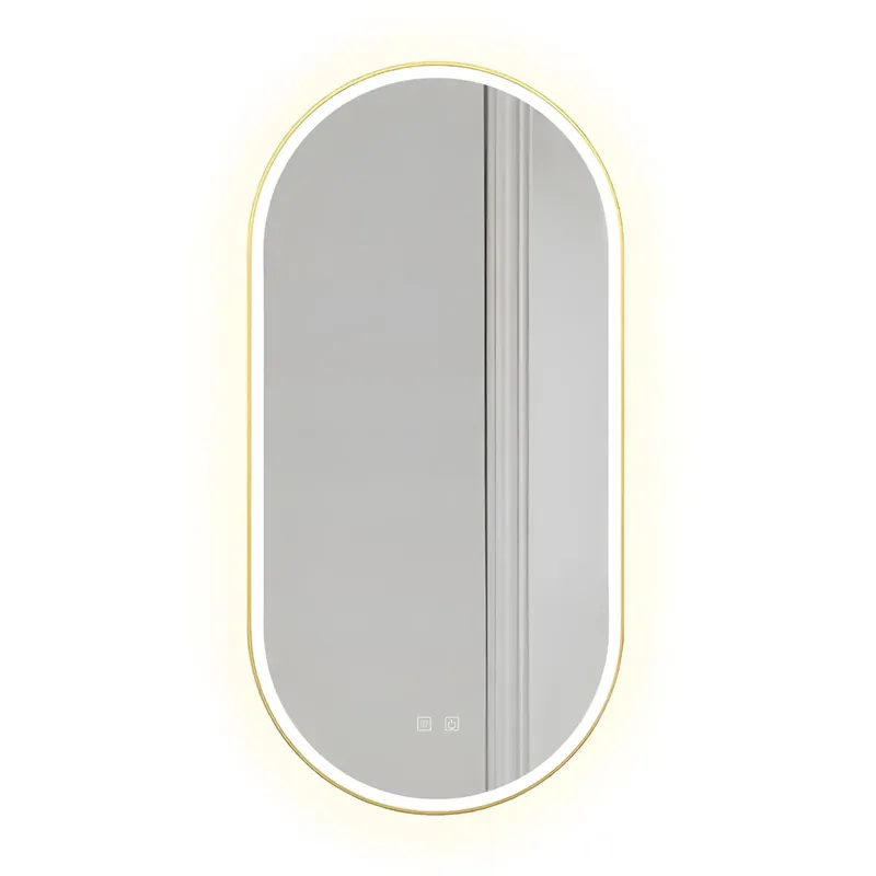 Tükör LED OVL 50x100cm Brush Gold Azonnali szállítás