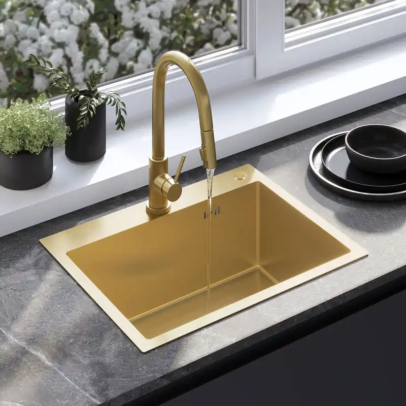 Rendeld meg most Acél mosogatótálca Liam BRUSH GOLD
