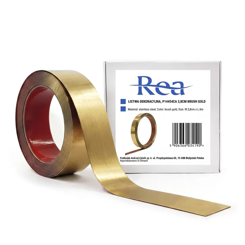 Prémium Öntapadós dekorációs szegélyléc Rea P14454CA 3,8cm Brush Gold