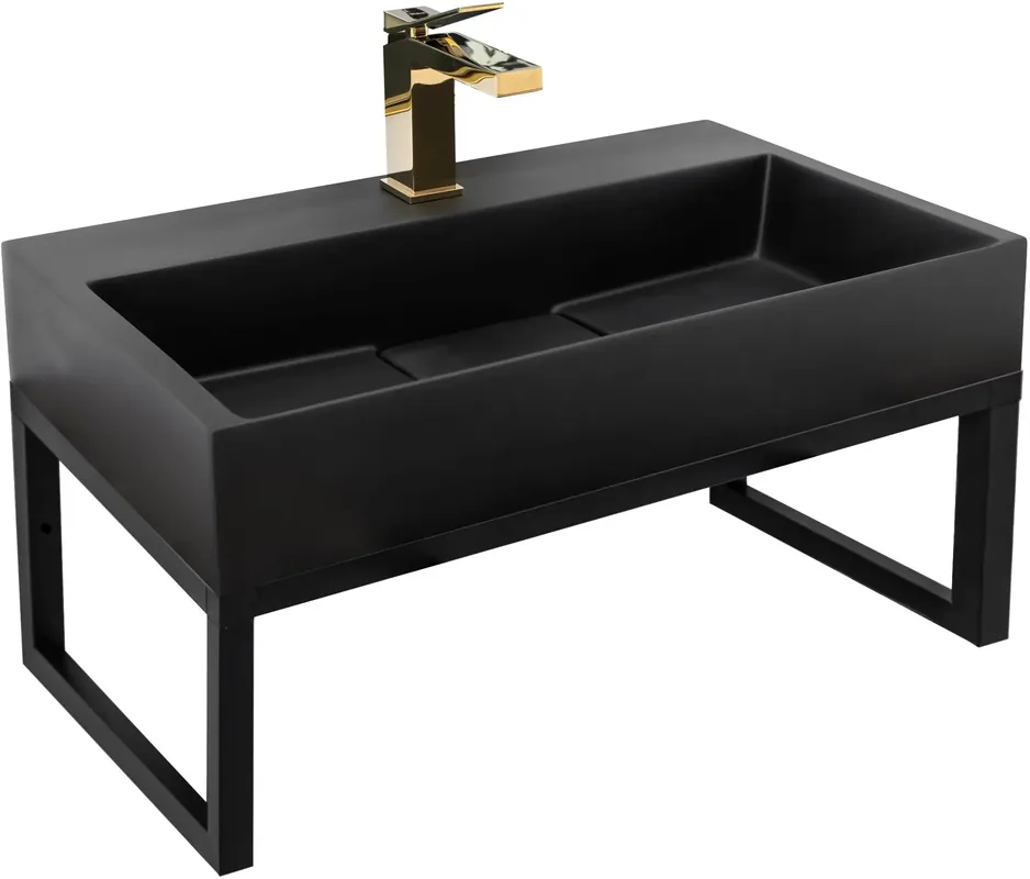 Akciós ár Konglomerátum mosdó REA GOYA BLACK MAT 60CM + állvány