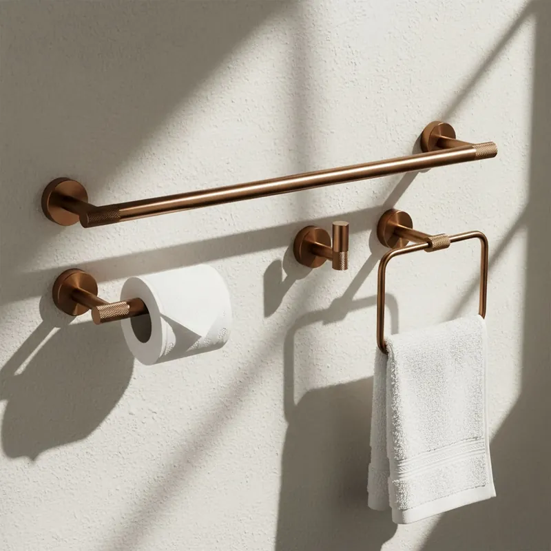 Fürdőszobai kiegészítő szett GRID Brush Copper 4 darabos Végkiárusítás