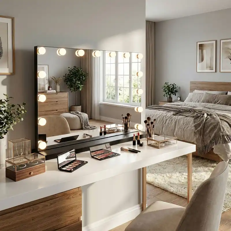 Biztonságos fizetés LED Tükör HOLLYWOOD Black 80x60