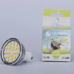 Alacsony ár M-Tech GU10 Spot 24 LED SMD, 230V, 4,8W, 290Lm Meleg Fehér 3000K, Aluminium 5050, MTL415 led izzóM-tech