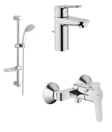 Grohe BauEdge 23356 000 Egykaros mosdócsaptelep + BauEdge 23333 000 Egykaros fali zuhanycsaptelep + Tempesta 28593 003 ZuhanygarnitúraGrohe Vedd meg most