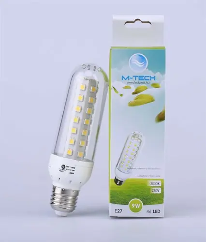 Expressz szállítás M-Tech E27 Global 46 LED SMD 230V, 9W 680Lm Meleg Fehér 3000K, 5050, MTL403 led izzóM-tech