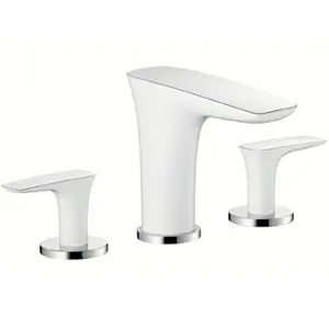 Azonnali szállítás Hansgrohe PuraVida 3-lyukú króm/fehér mosdócsaptelep 100 push-open lefolyó-garnitúrával 15073 400 (15073400)Hansgrohe