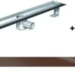 Akciós ár ACO. EXCLUSIVE alacsony (79 mm) zuhanyfolyóka + barna üveg fedlap 800mm hosszú (0153.76.45 + 9010.56.83)ACO