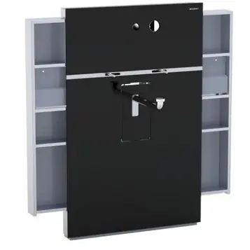 Geberit Monolith 131.042.SJ.1 fekete üveg szerelőmodul mosdóhoz, fali csaptelephez jobb oldali kezelővel, jobb és bal oldali tárolóvalGeberit Legnépszerűbb