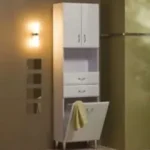 Bestseller Tboss Bianka M53 fürdőszobai álló szekrény szennyestartóval (magasfényű fehér)Tboss