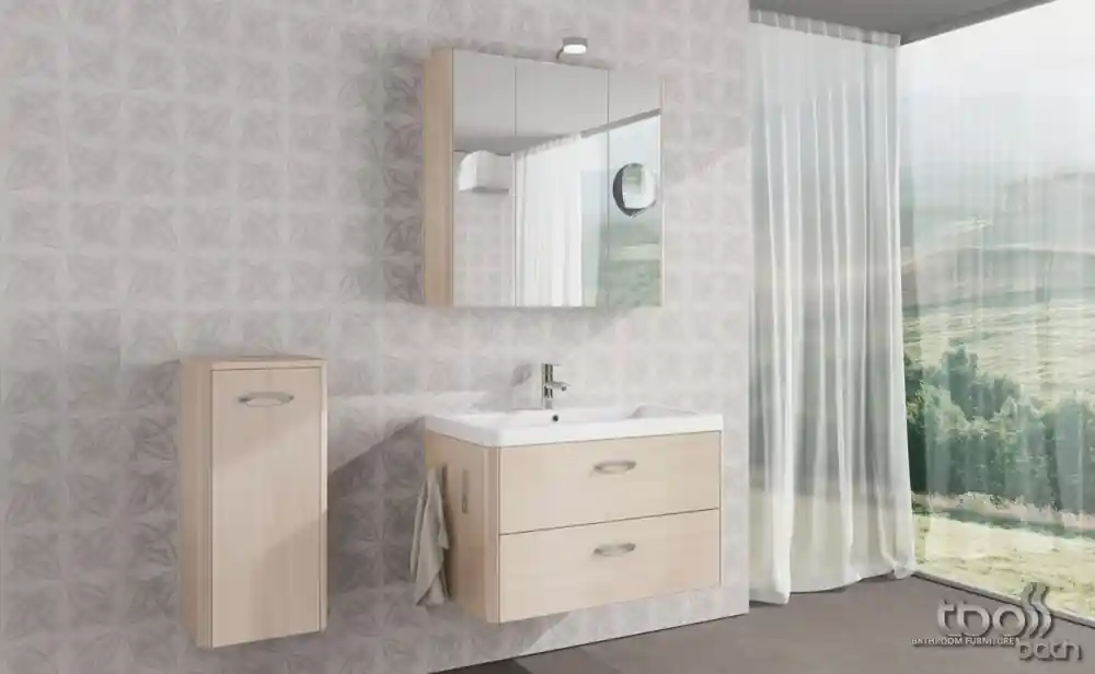 Gyors kiszállítás Tboss Torino 85 fürdőszobabútor komplett szett (dió, #pipere tükörrel)Tboss