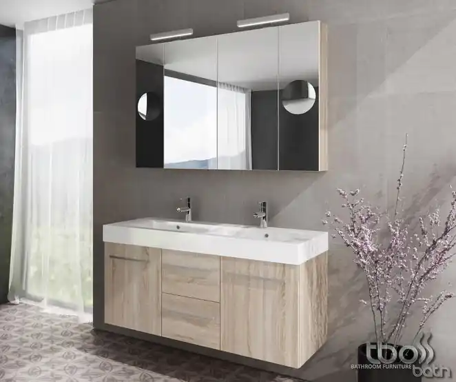 Árcsökkenés Tboss Nadja 120 fürdőszobabútor komplett szett (magasfényű fehér, #sima tükörrel)Tboss