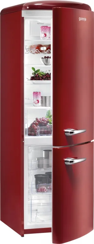 Gorenje alul fagyasztós kombinált hűtőszekrény, old timer A++, burgundi vörös RK60359ORGorenje Azonnali szállítás
