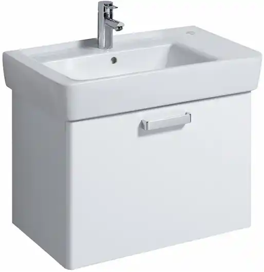 Árcsökkenés Keramag Renova Nr. 1 Plan szekrény aszimetrikus mosdóhoz magasfényű fehér (68x46,3x44,5 cm, 879130000)Keramag