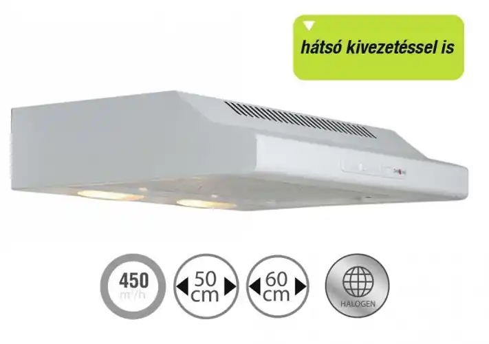 Davoline KENDO ECO 60 Standard páraelszívó energiatakarékos motorral 60 cm, fehér, KendoEco60Davoline Újdonság