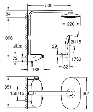 Különleges ajánlat Grohe Rainshower SmartControl 360 Duo zuhanyrendszer termosztátos csapteleppel 26250 000 (26250000)Grohe