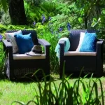 Olcsó Curver Corfu duo set fotelek, Bútor színe: Cappuccino színben, homok párnávalCurver