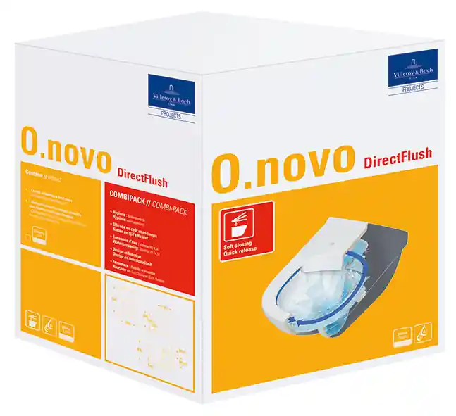 Villeroy & Boch O.novo perem nélküli fali wc lassú záródású ülőkével kombipack 5660 HR 01 (5660HR01)Villeroy & Boch Biztonságos fizetés